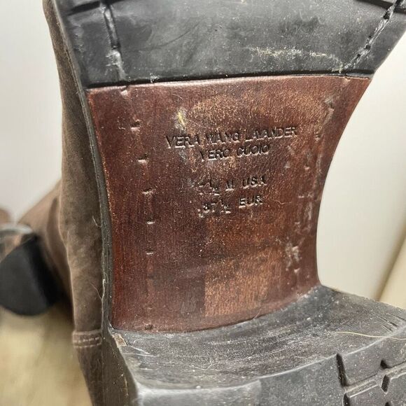 VERA WANG Lavender label Brown Suede Leather Buckle Western Mid Calf‎ Boots 7.5 - Picture 7 of 10